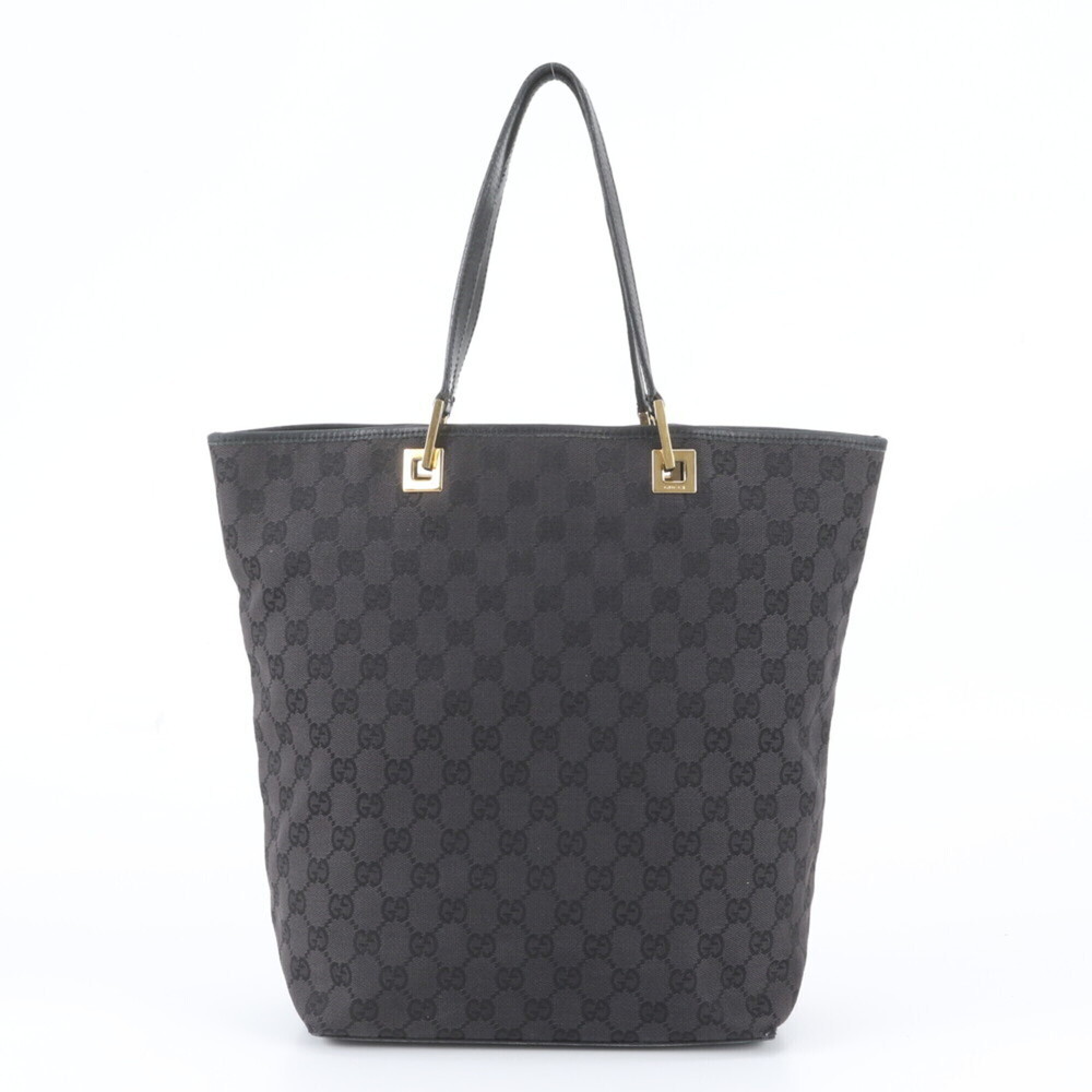 Gucci GG Canvas 002 1098 Leather Tote Bag Shoulder Handbag Black Women's